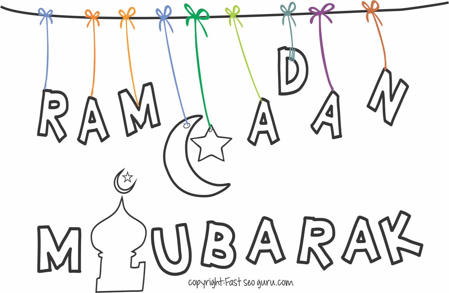 Print out ramadan mubarak islamic coloring pages for kids